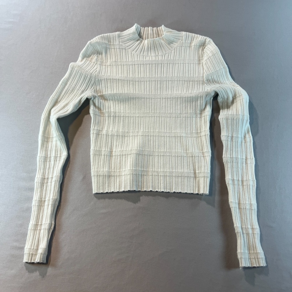 L.A. Hearts White Ribbed Knit Mock Neck Sweater‎ - Size M